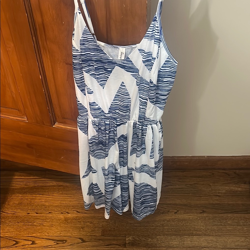 Blue and White Patterned Romper